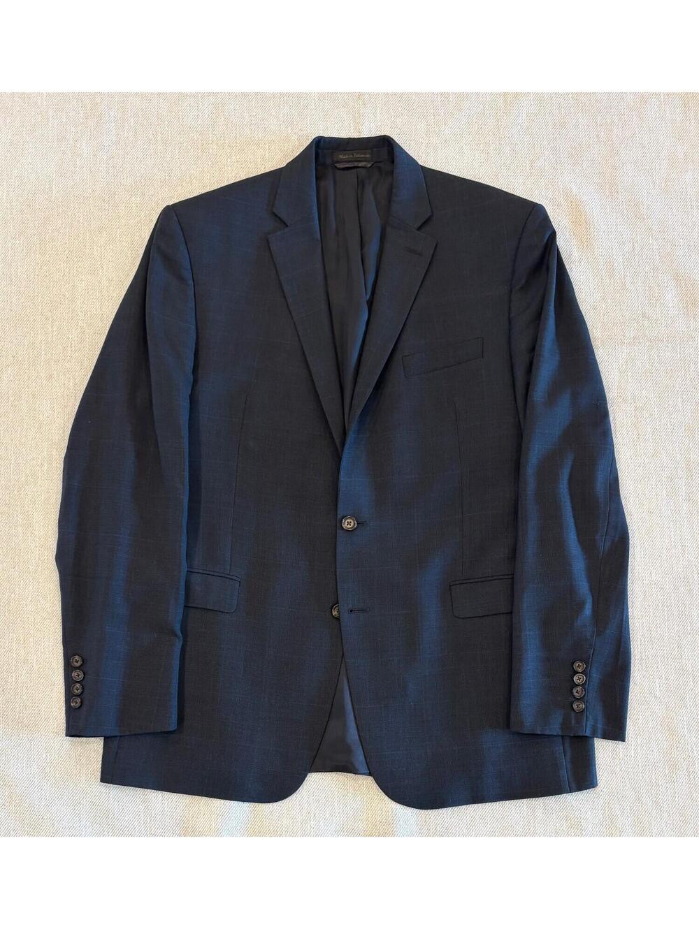 Lauren Ralph Lauren Men's Navy Blue Plaid Sport Coat Blazer 40R Wool Windowpane